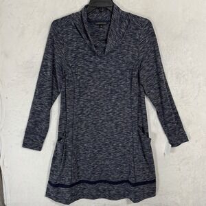 NEW Chris McLaughlin Cozy Ribbed Knit Sweater Dress Size 16 Blue‎ Pockets Casual